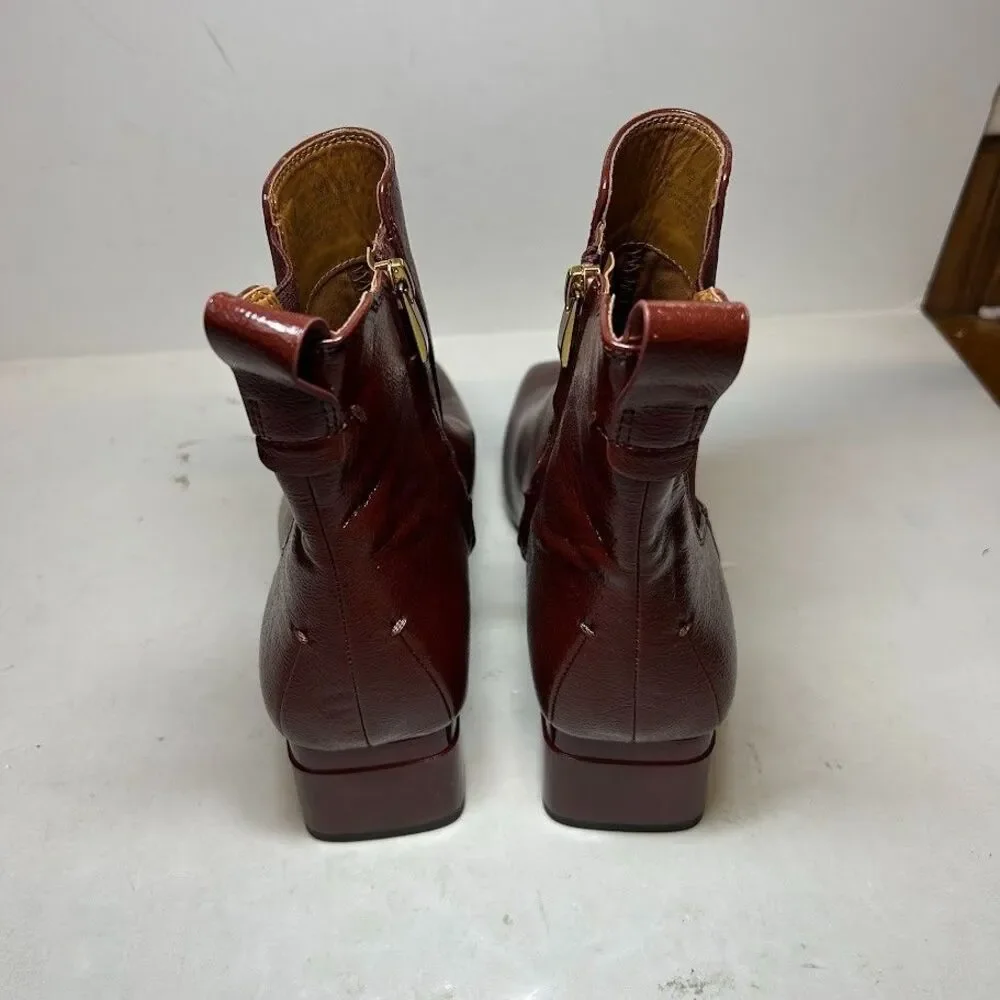 Franco Sarto Womens 9.5 M Mahogany Dark Red Waxton Ankle Booties DISPLAY QY3